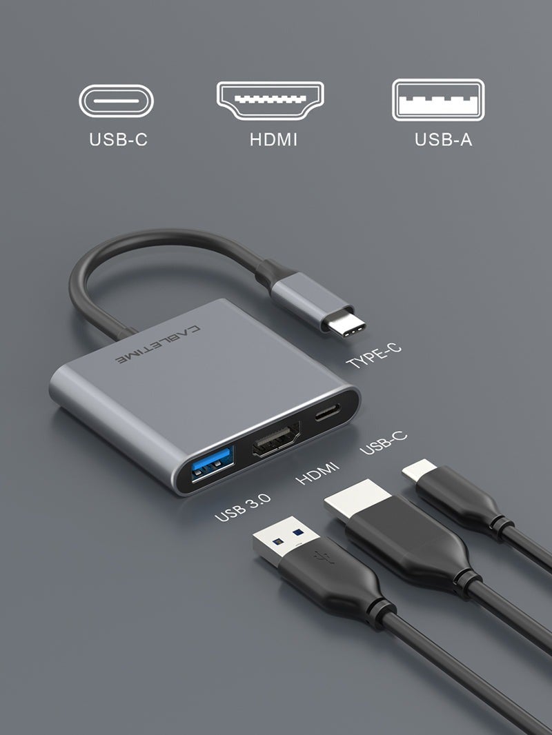 كابل تايم موزع USB-C محمول بدقة 4K، 3 في 1، متوافق مع أجهزة التلفزيون وأجهزة الكمبيوتر من سامسونج وديل - Image 4